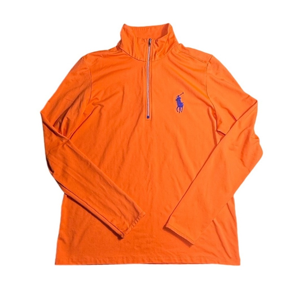 Polo Golf Ralph Lauren Mens XL Orange Quarter Zip Long Sleeve Shirt-2236